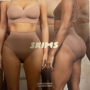 Skims Seamless Sculpt High Waist Brief in color Clay XL